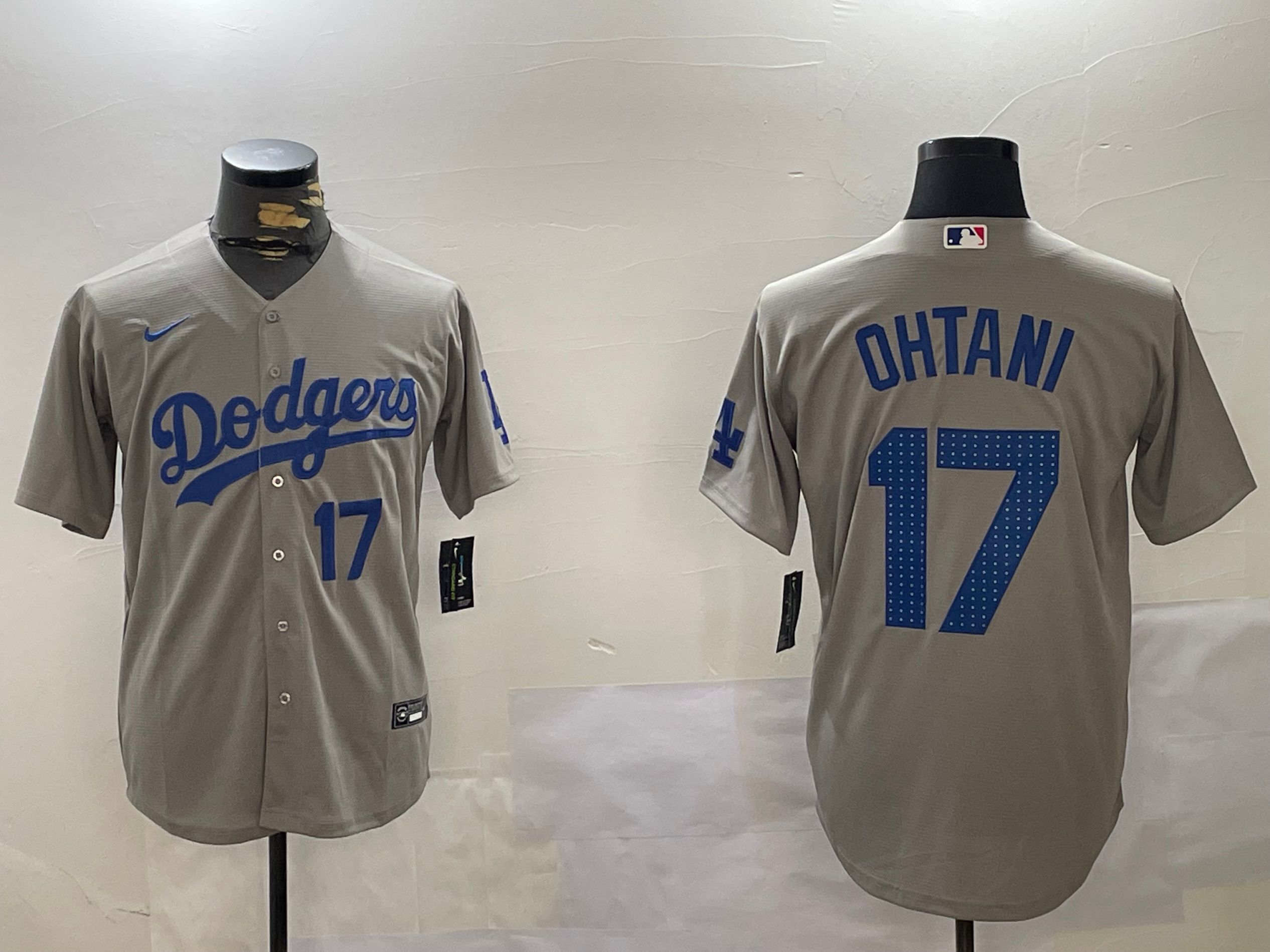 Men Los Angeles Dodgers #17 Ohtani Grey Game 2024 Nike MLB Jersey style 12169